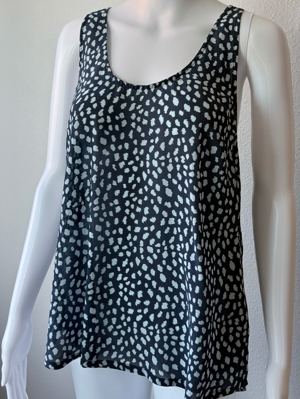 Joi Navy & Teal Silk Sleeveless Top